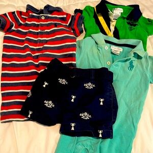 Polo by Ralph Lauren baby boys 4 piece lot of rompers and shorts size 6m
